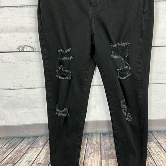 Kancan Jeans Womens 29 Black Ultra high Rise Skinny Signature Distressed Modern - Picture 3 of 12